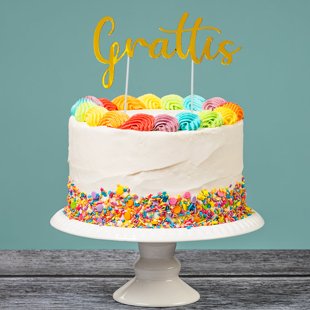 Cake topper - Grattis (Guld)